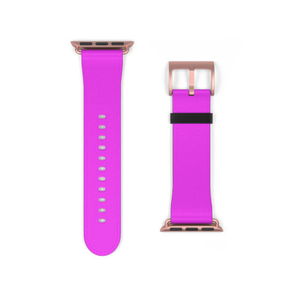 Neon Magenta Apple Watch Band with rose gold buckle