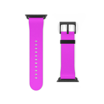 Neon Magenta Apple Watch Band with black buckle