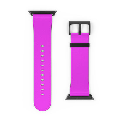 Neon Magenta Apple Watch Band with black buckle