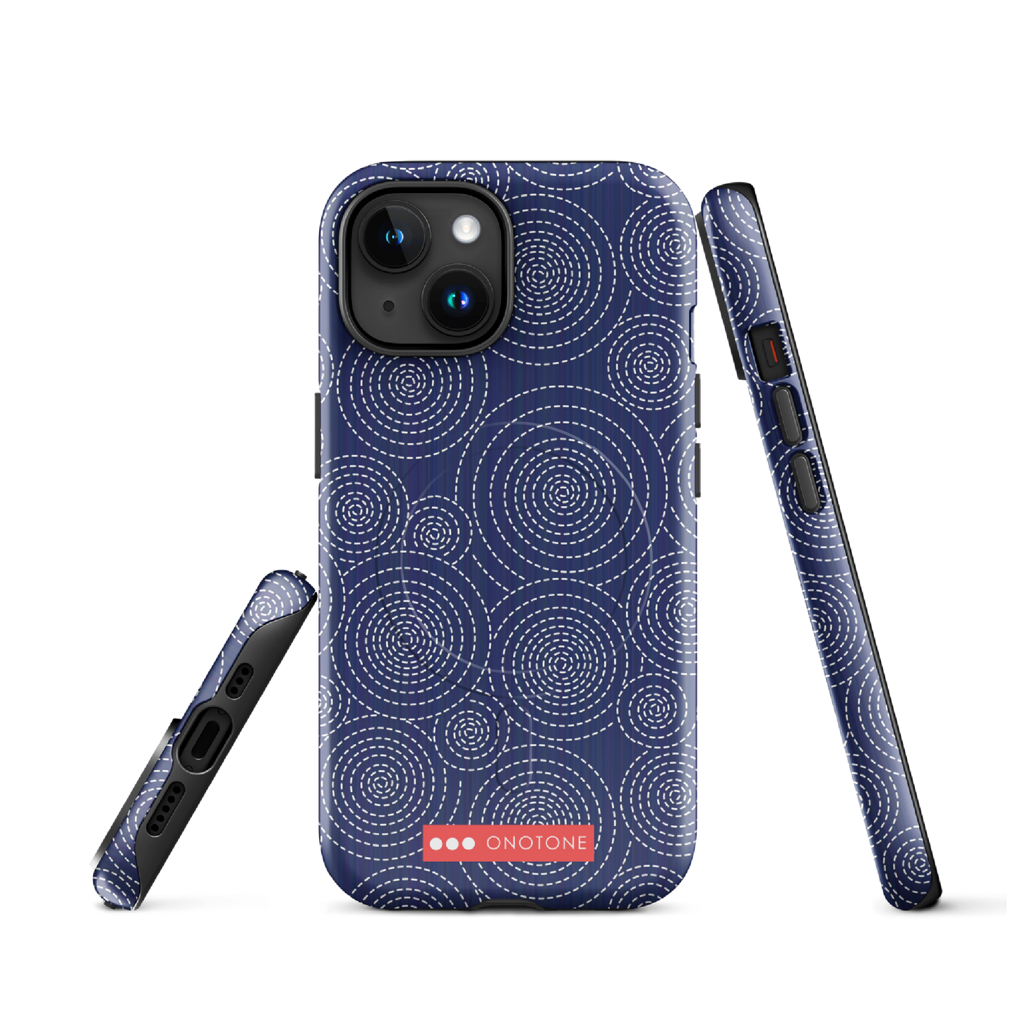 Japanese design indigo iPhone® Case with circular patterns