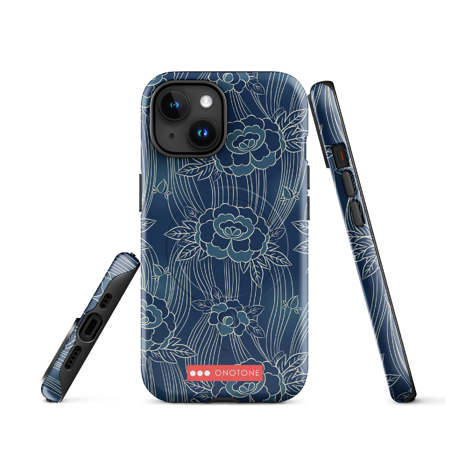 Japanese design indigo iPhone® Case with roses patterns