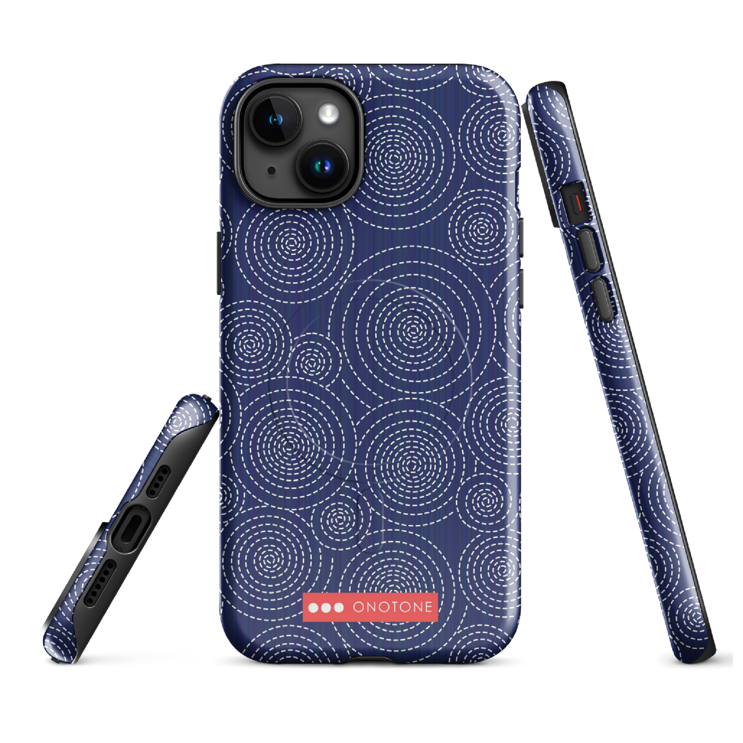 Japanese design indigo iPhone® Case with circular patterns