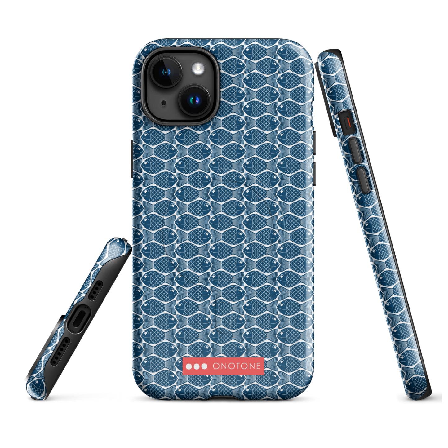 Japanese iPhone® Case with traditional Indigo fish patterns