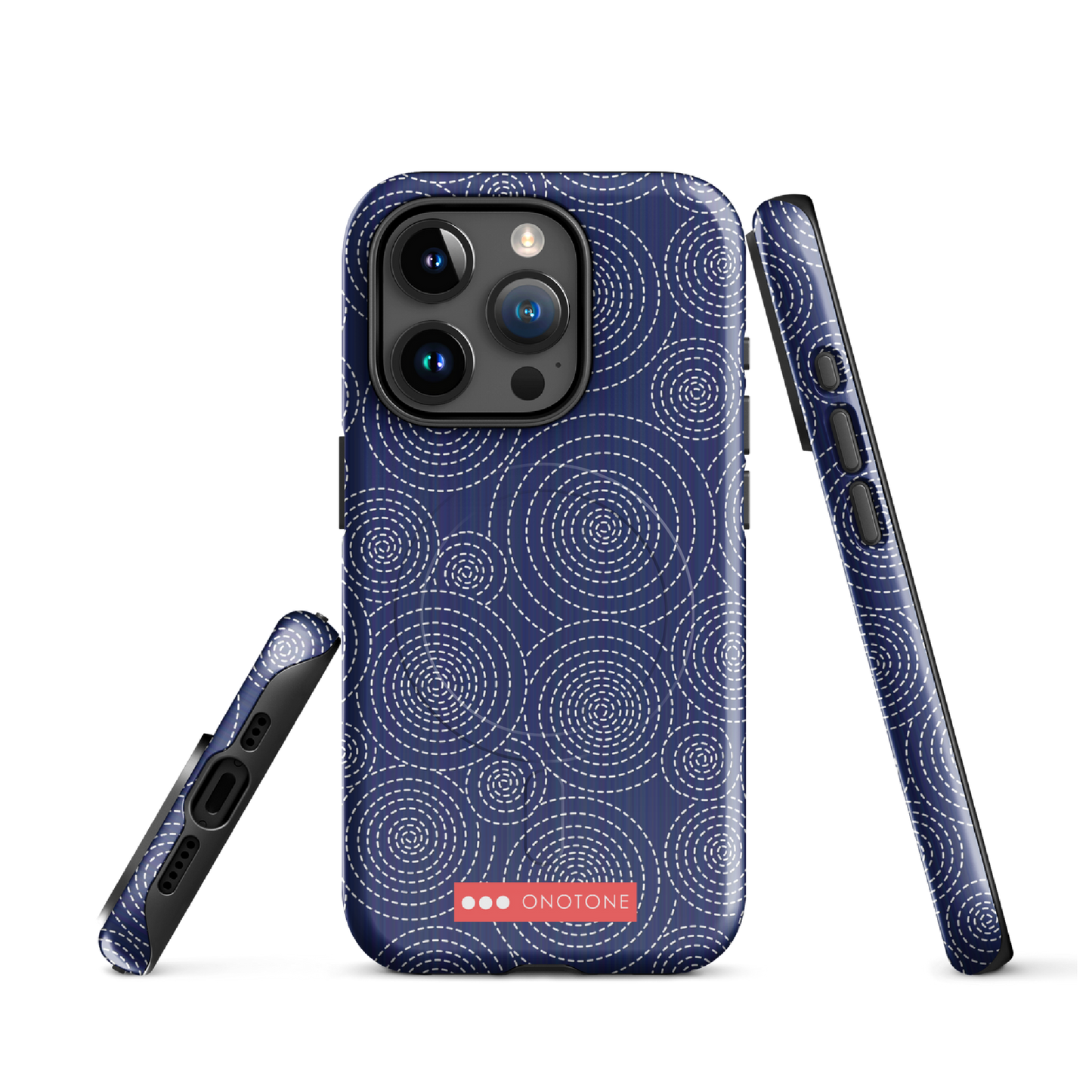 Japanese design indigo iPhone® Case with circular patterns