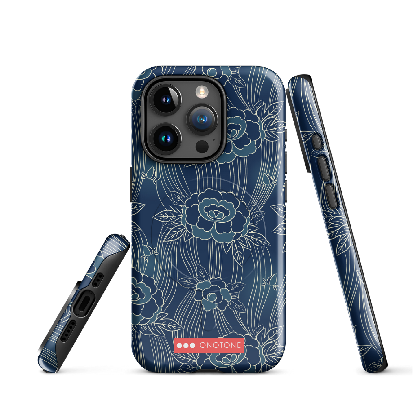 Japanese design indigo iPhone® Case with roses patterns