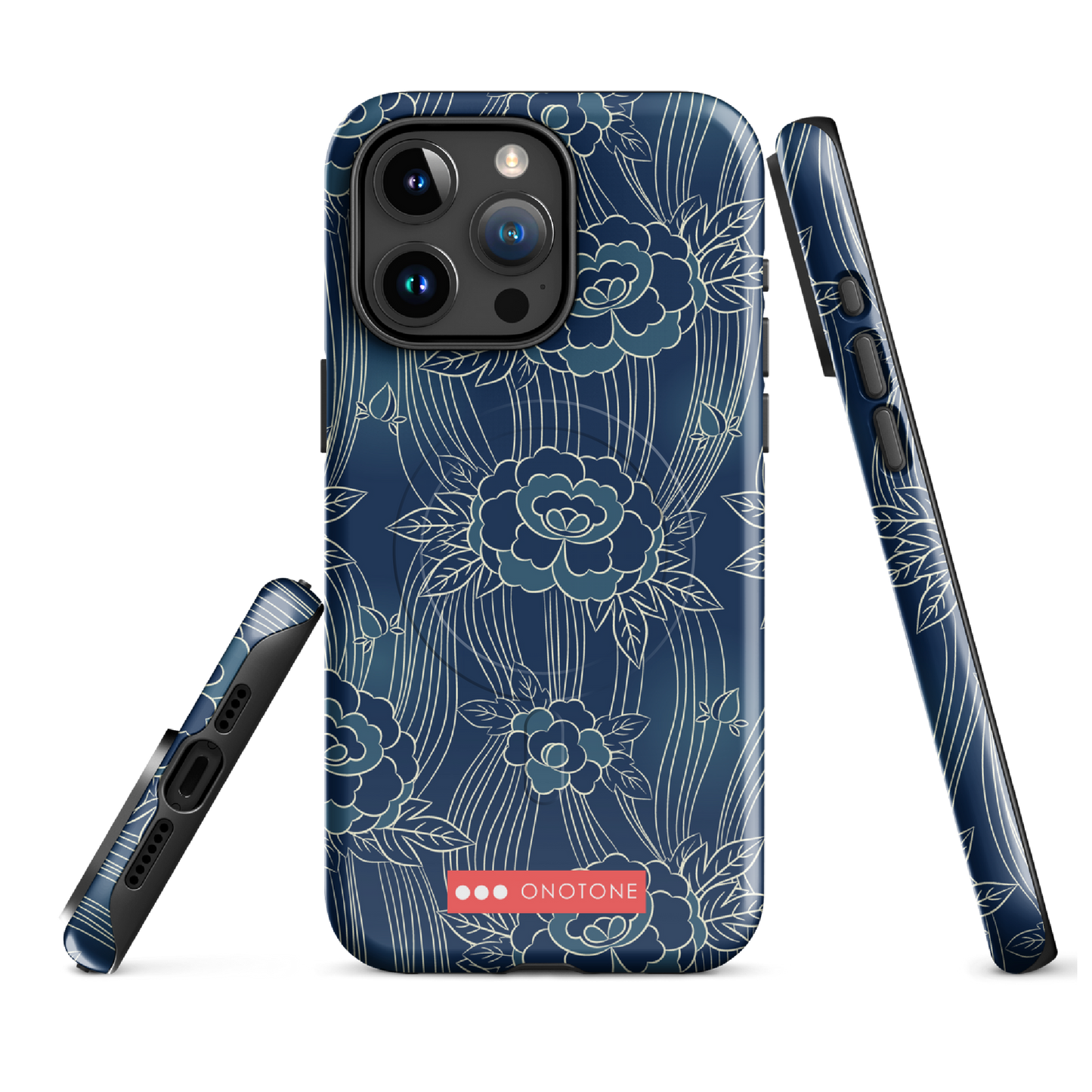 Japanese design indigo iPhone® Case with roses patterns