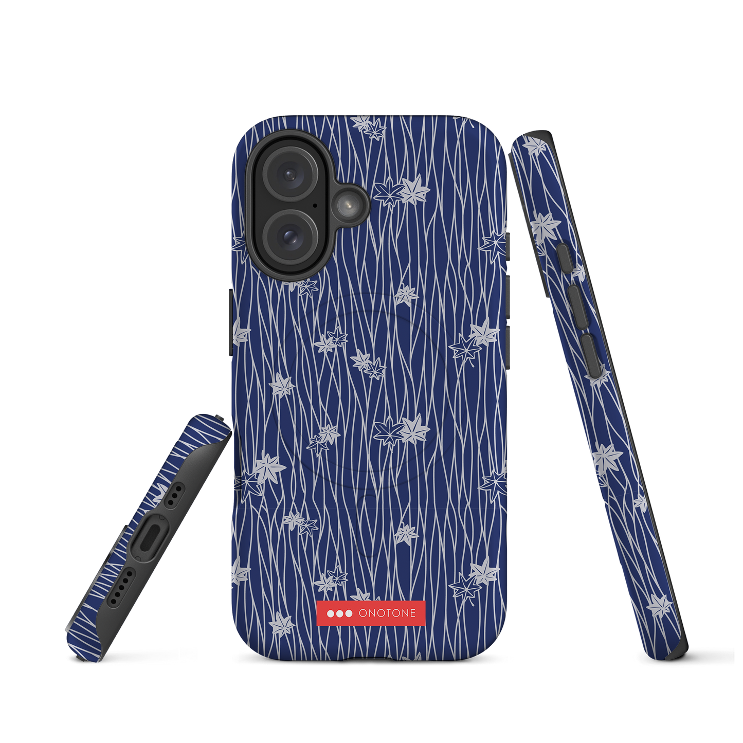 Japanese design indigo iPhone® Case with flower patterns