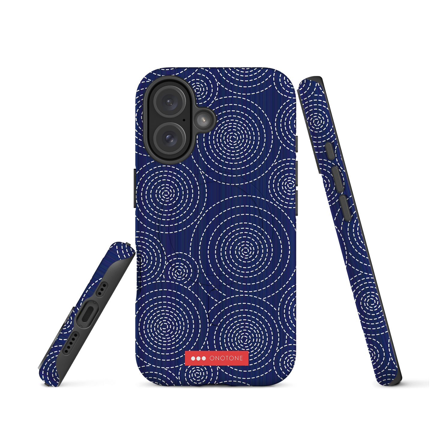 Japanese design indigo iPhone® Case with circular patterns