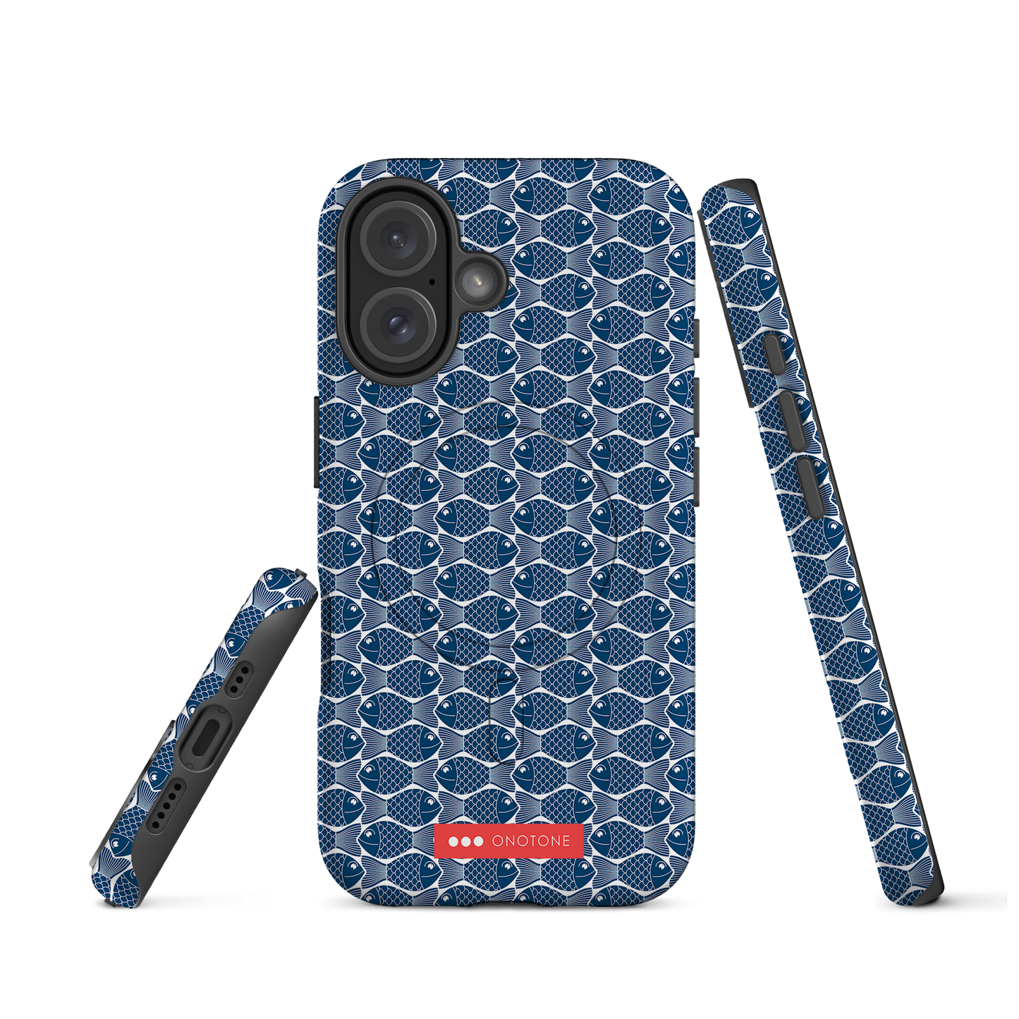 Japanese iPhone® Case with traditional Indigo fish patterns