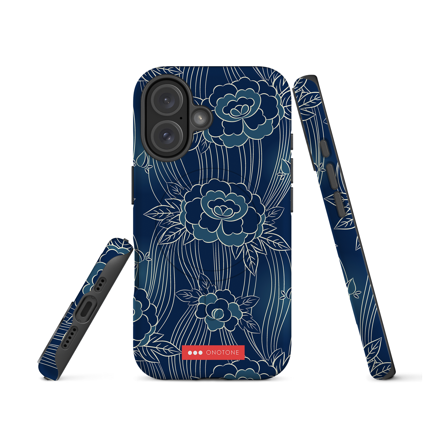 Japanese design indigo iPhone® Case with roses patterns