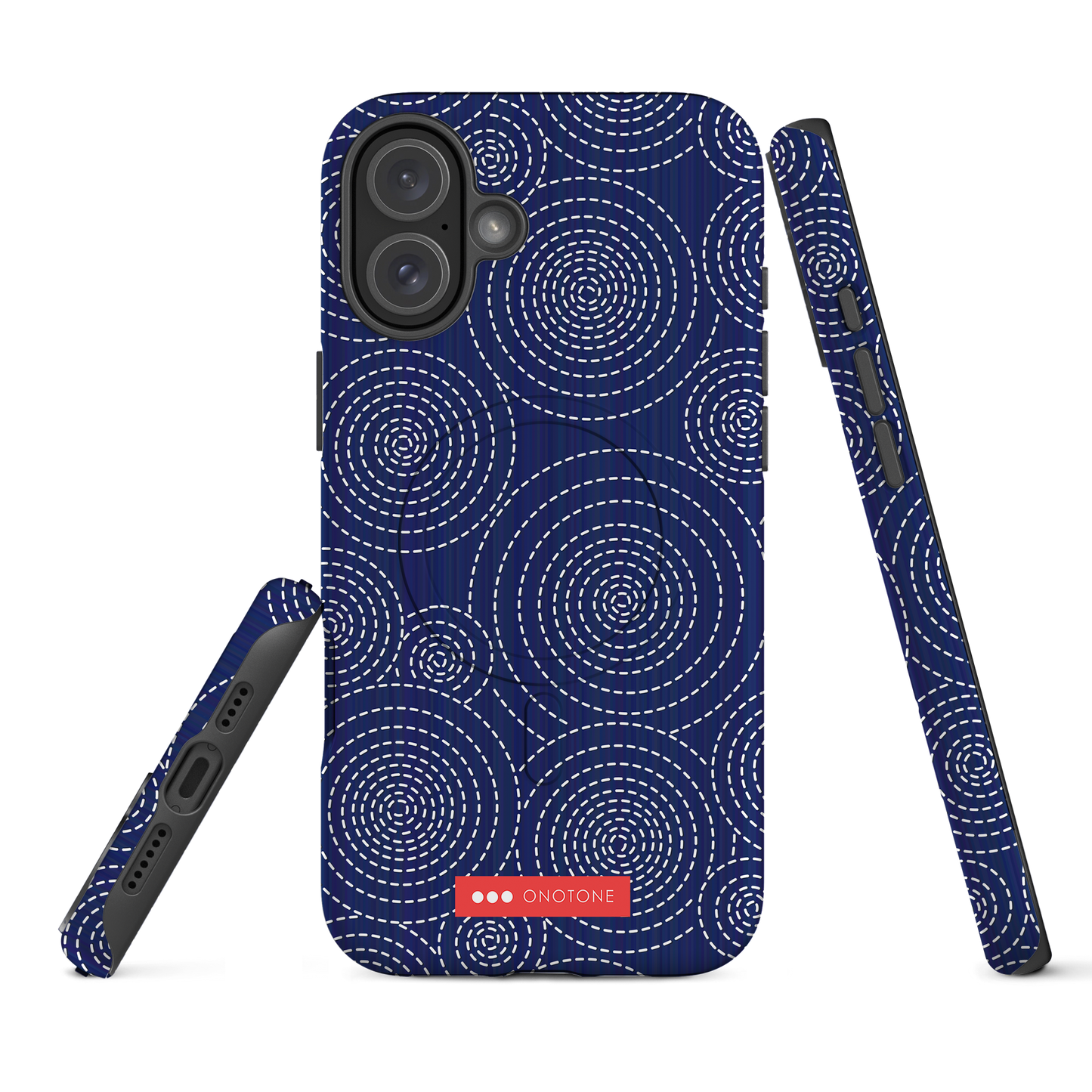 Japanese design indigo iPhone® Case with circular patterns