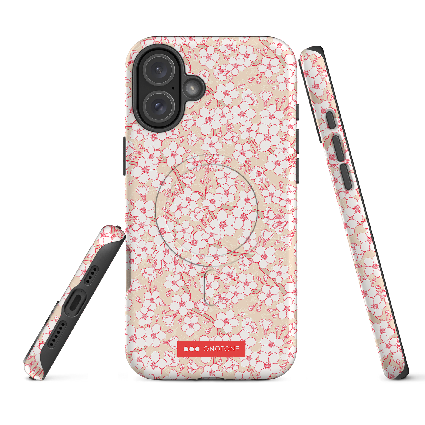 Japanese design indigo iPhone® Case with pink cherry blossom