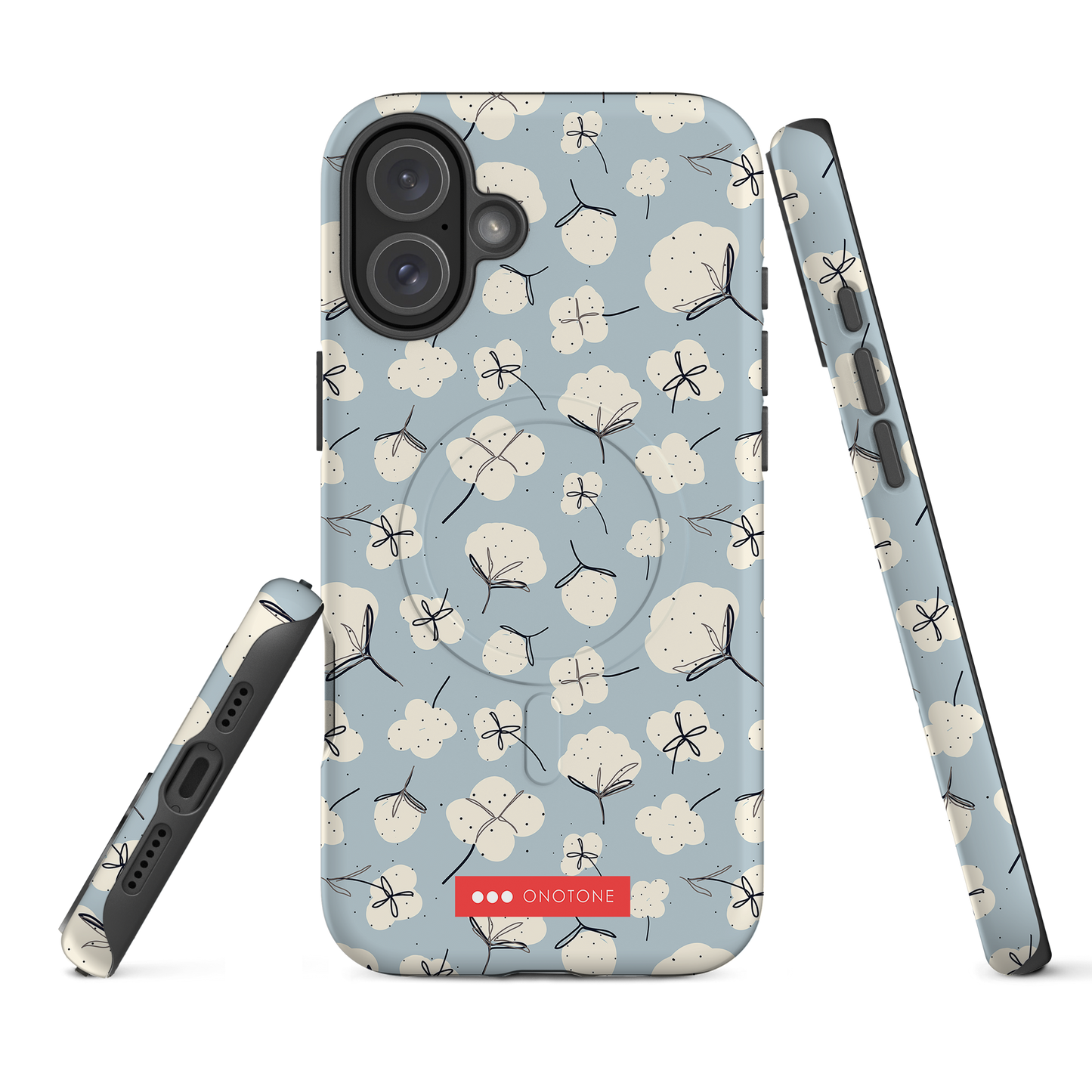 Japanese design indigo iPhone® Case with floral patterns