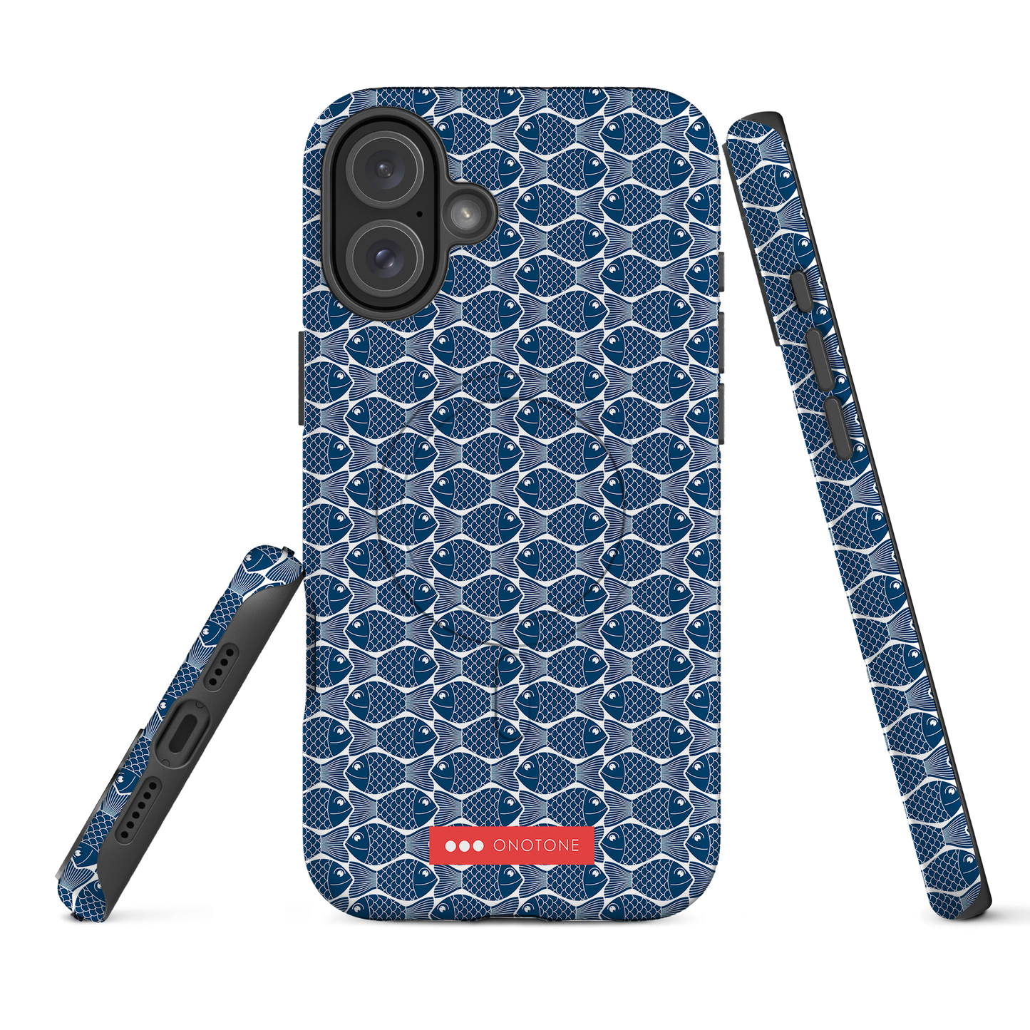 Japanese iPhone® Case with traditional Indigo fish patterns