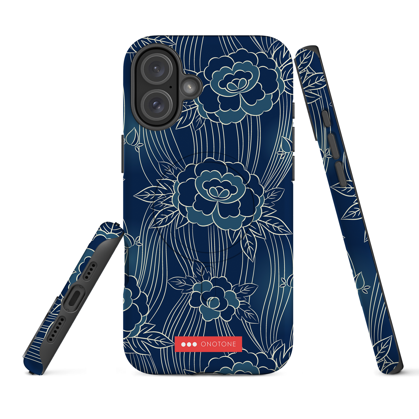 Japanese design indigo iPhone® Case with roses patterns