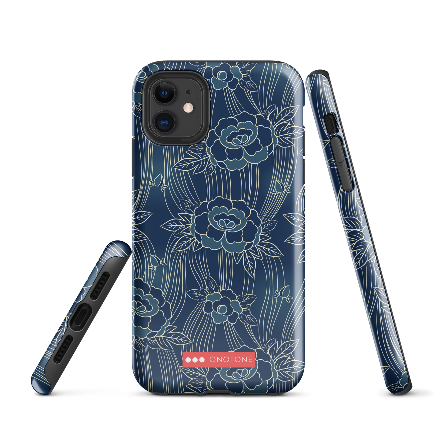 Japanese design indigo iPhone® Case with roses patterns