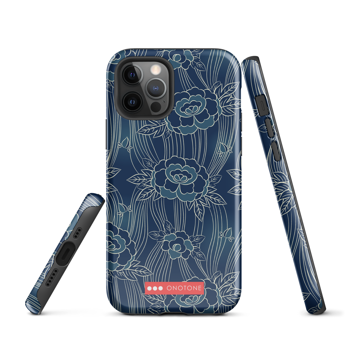 Japanese design indigo iPhone® Case with roses patterns