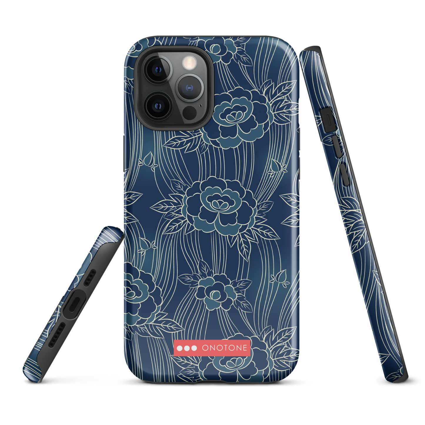 Japanese design indigo iPhone® Case with roses patterns