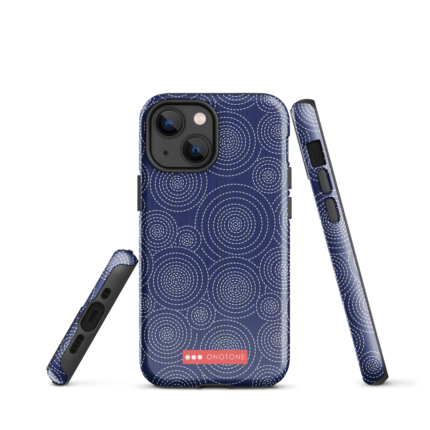 Japanese design indigo iPhone® Case with circular patterns