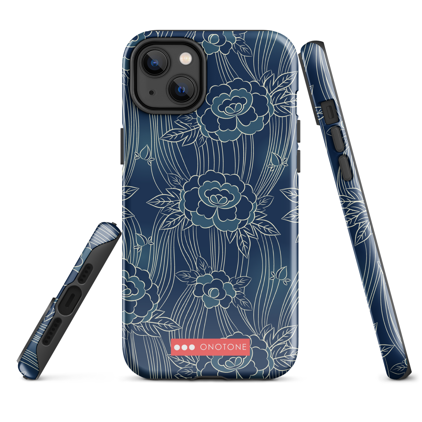 Japanese design indigo iPhone® Case with roses patterns