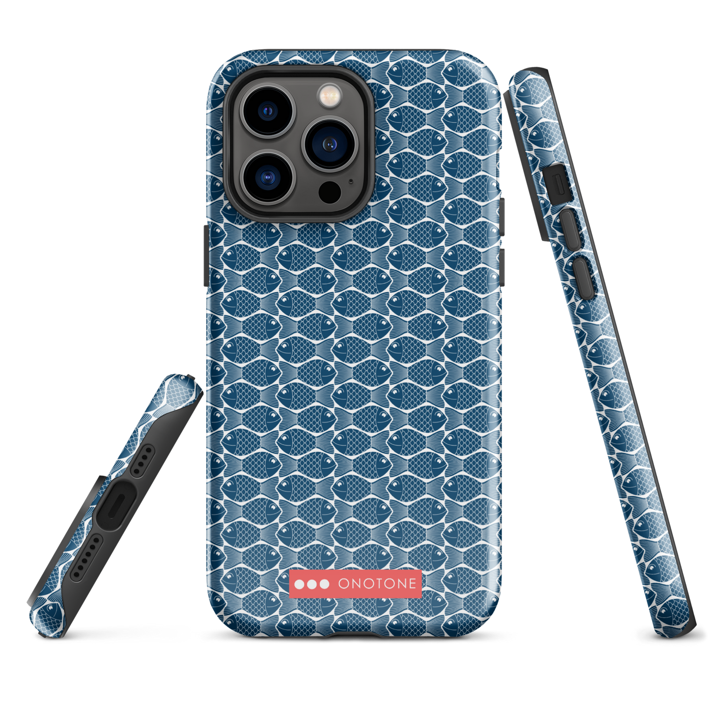 Japanese iPhone® Case with traditional Indigo fish patterns