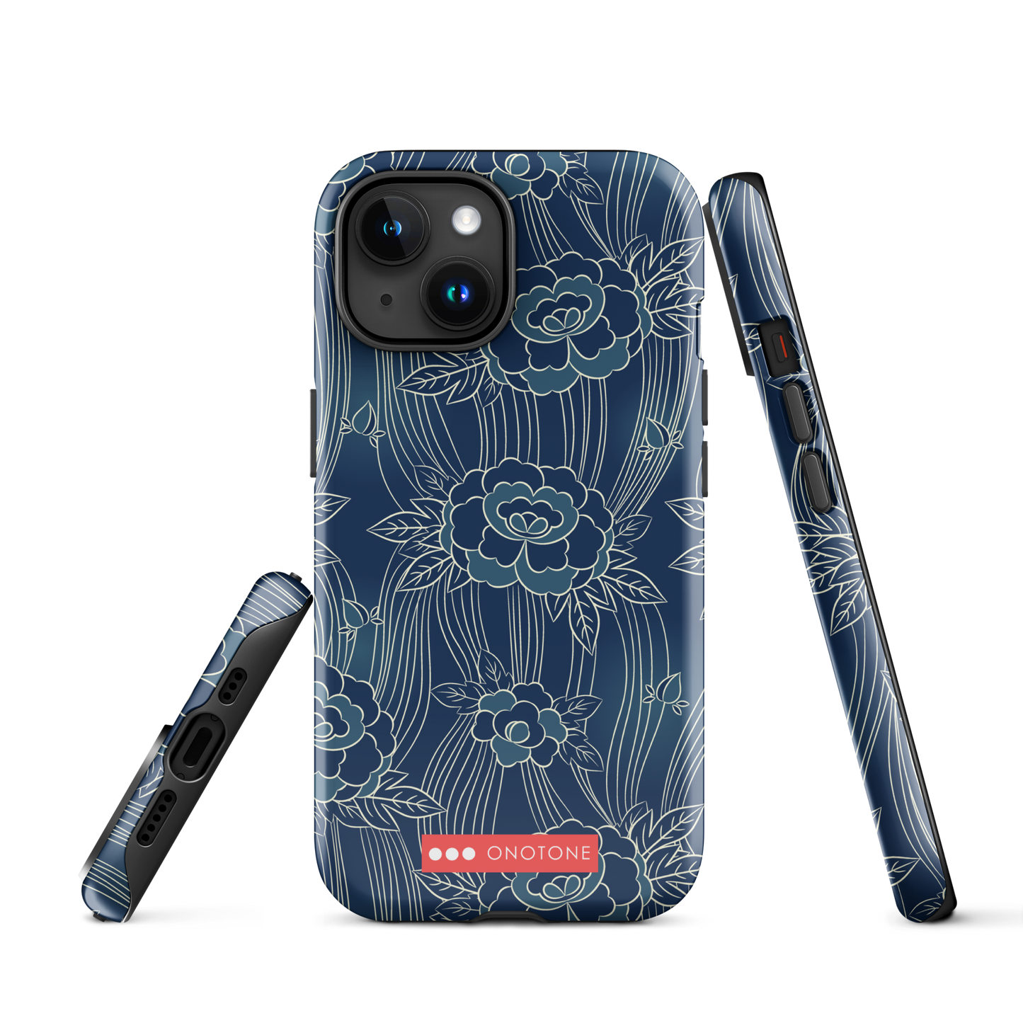 Japanese design indigo iPhone® Case with roses patterns