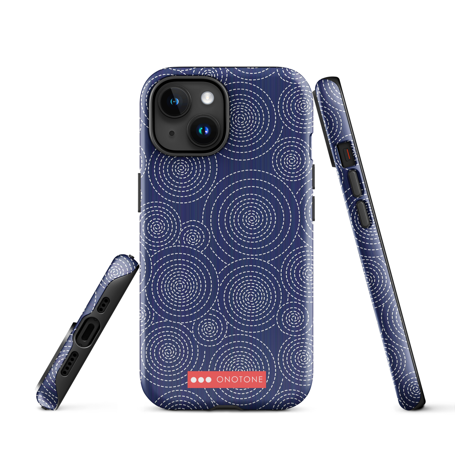 Japanese design indigo iPhone® Case with circular patterns