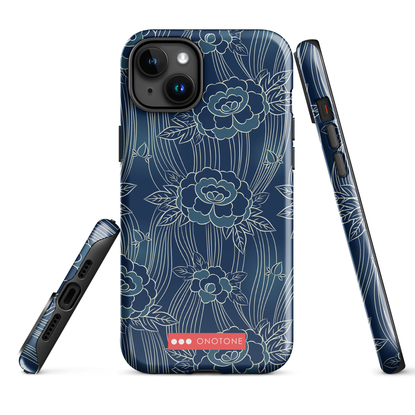 Japanese design indigo iPhone® Case with roses patterns