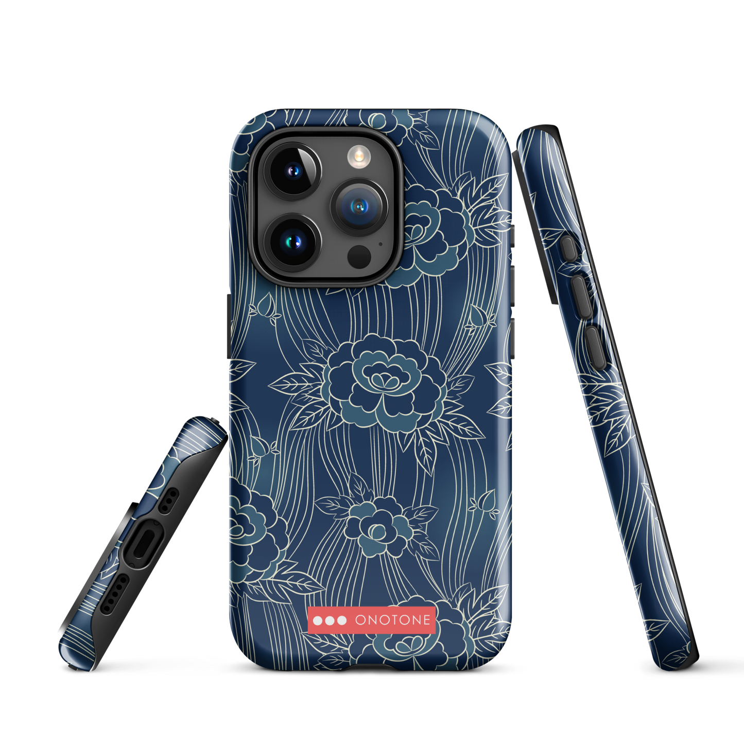 Japanese design indigo iPhone® Case with roses patterns