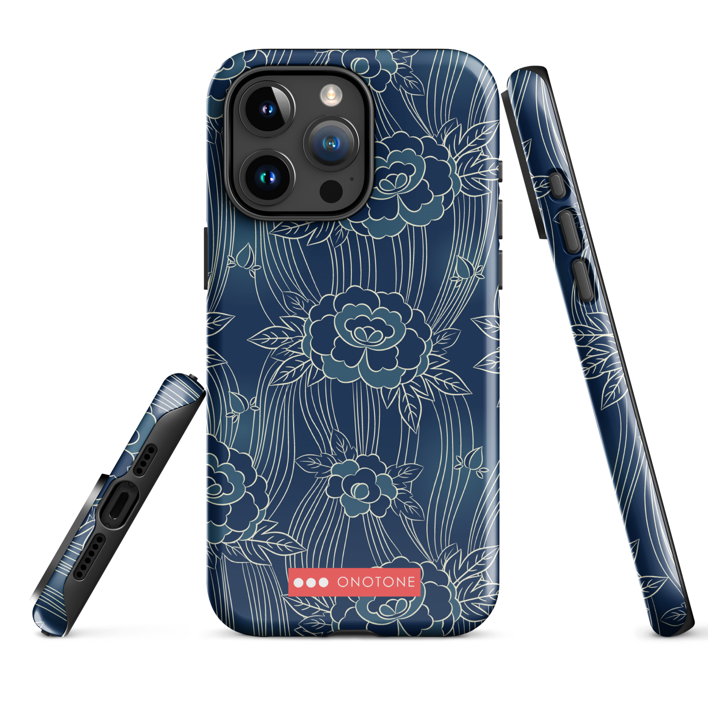 Japanese design indigo iPhone® Case with roses patterns