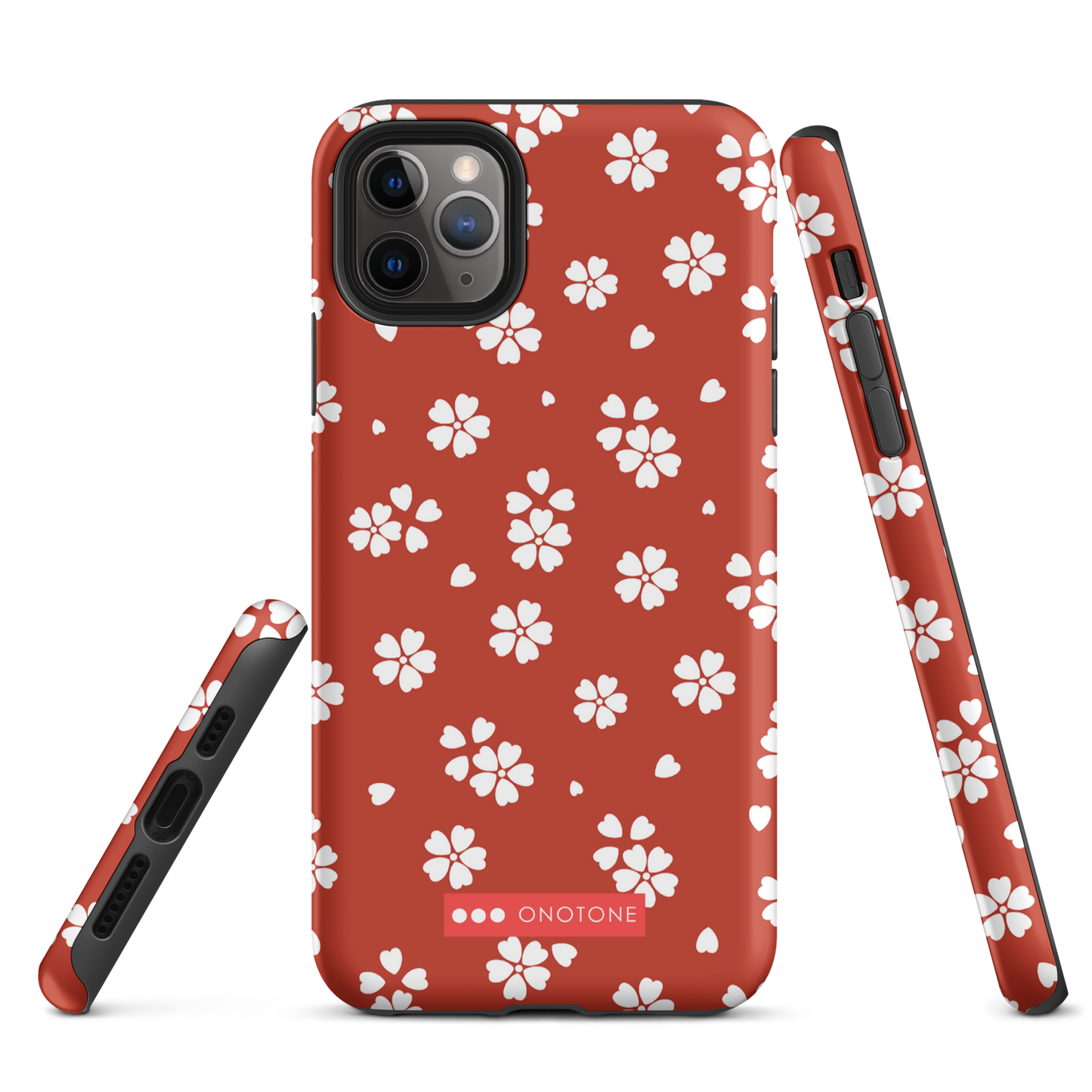 Japanese design indigo iPhone® Case with red floral patterns