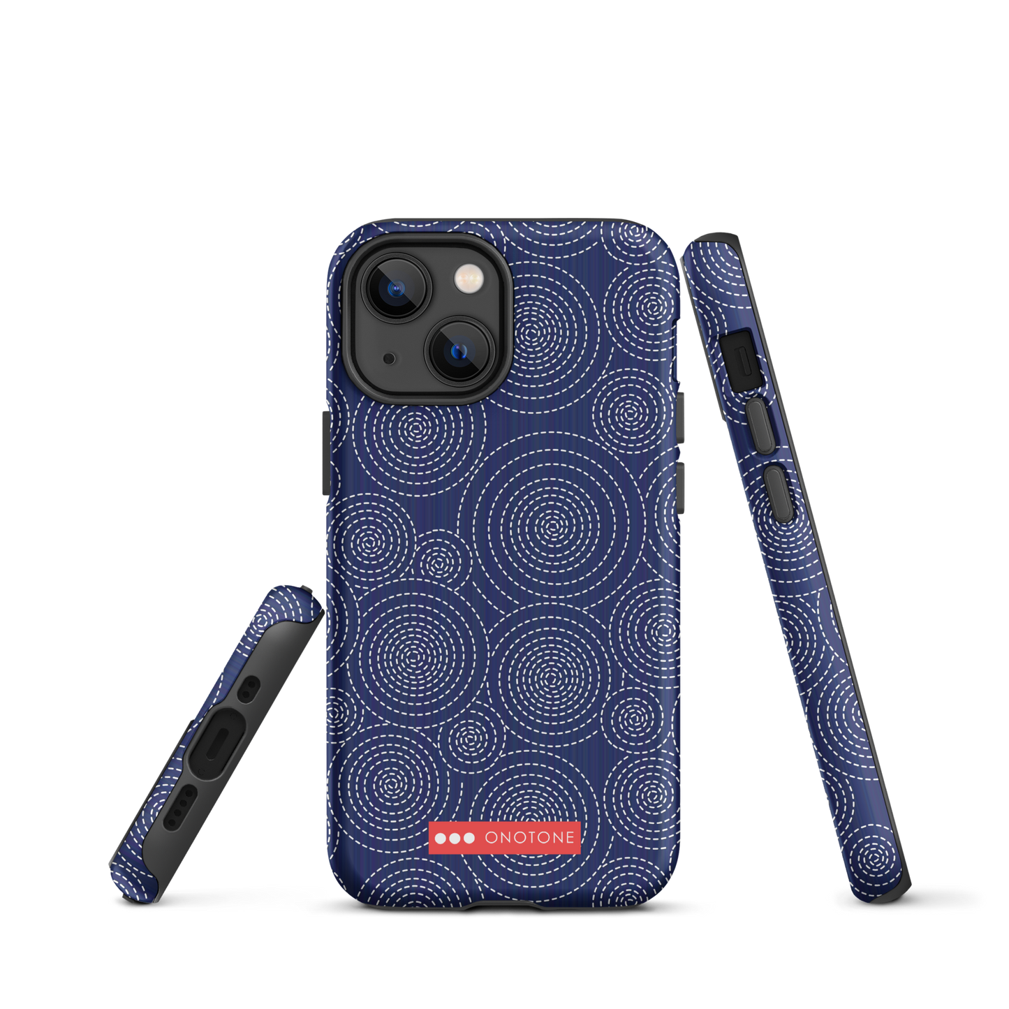 Japanese design indigo iPhone® Case with circular patterns