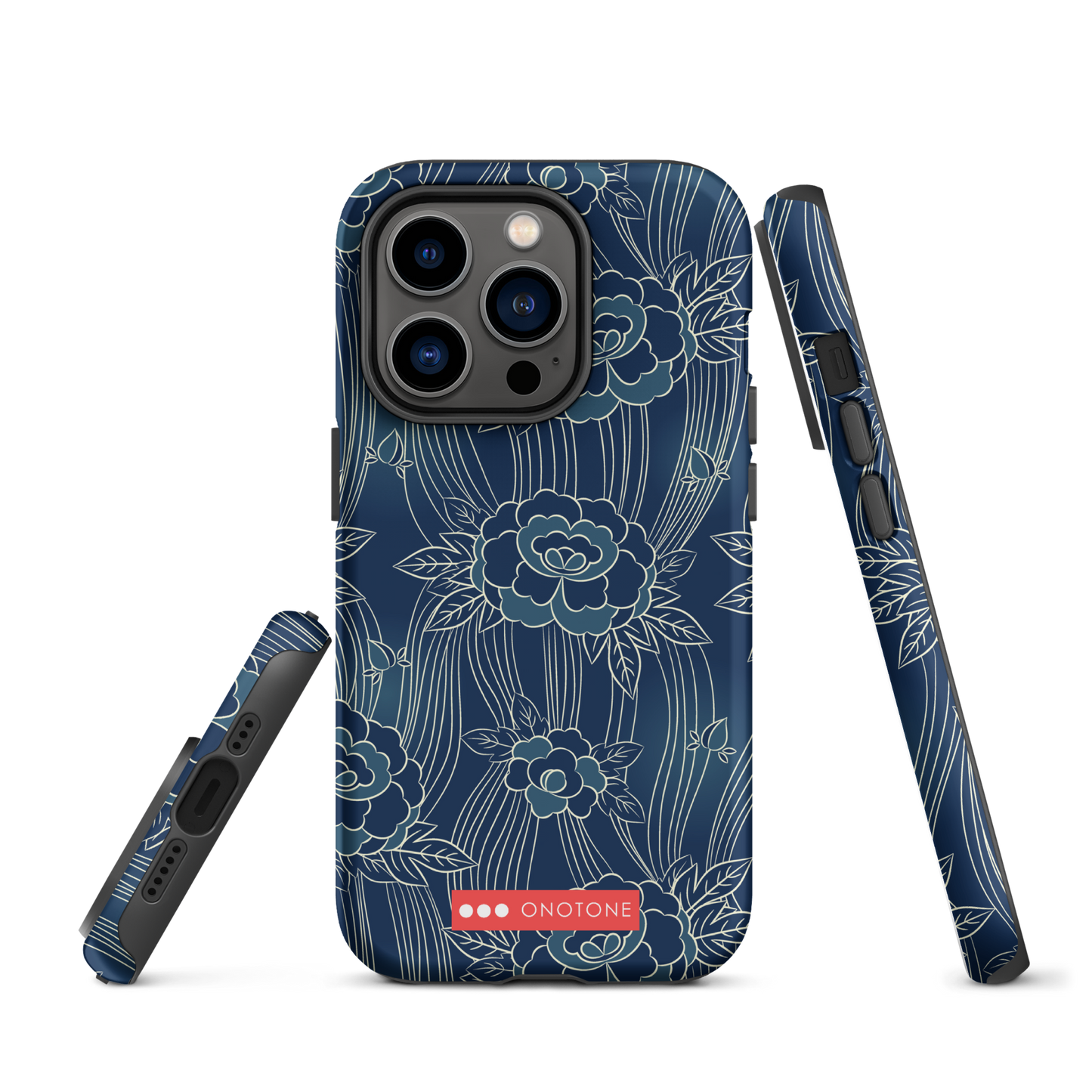 Japanese design indigo iPhone® Case with roses patterns