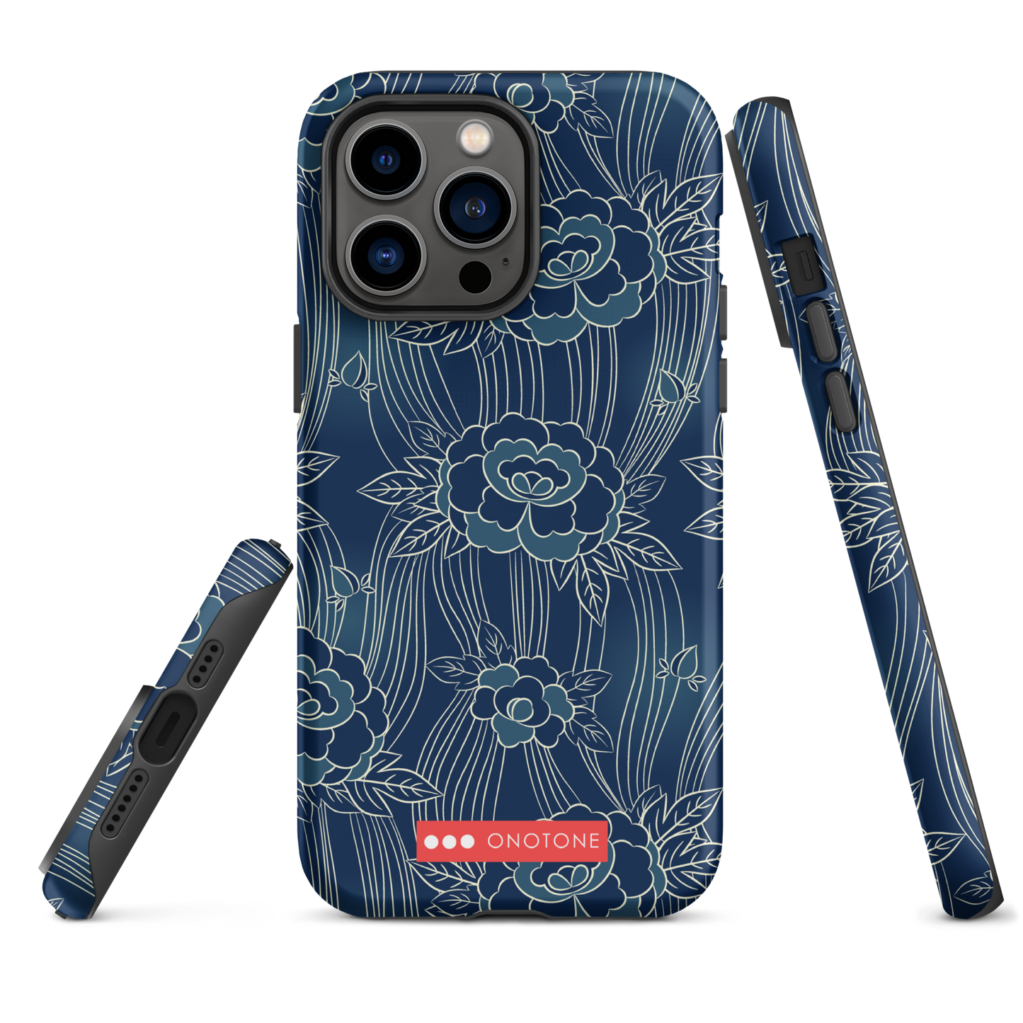 Japanese design indigo iPhone® Case with roses patterns