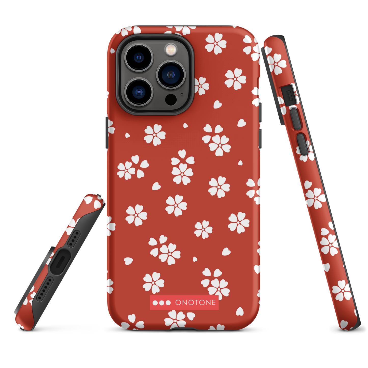 Japanese design indigo iPhone® Case with red floral patterns