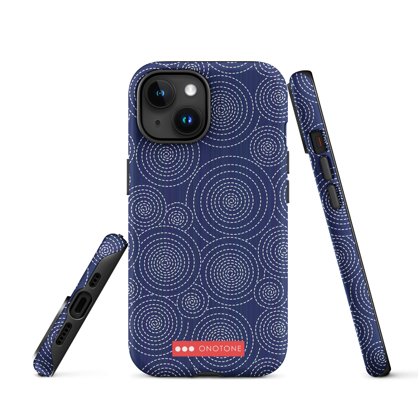 Japanese design indigo iPhone® Case with circular patterns