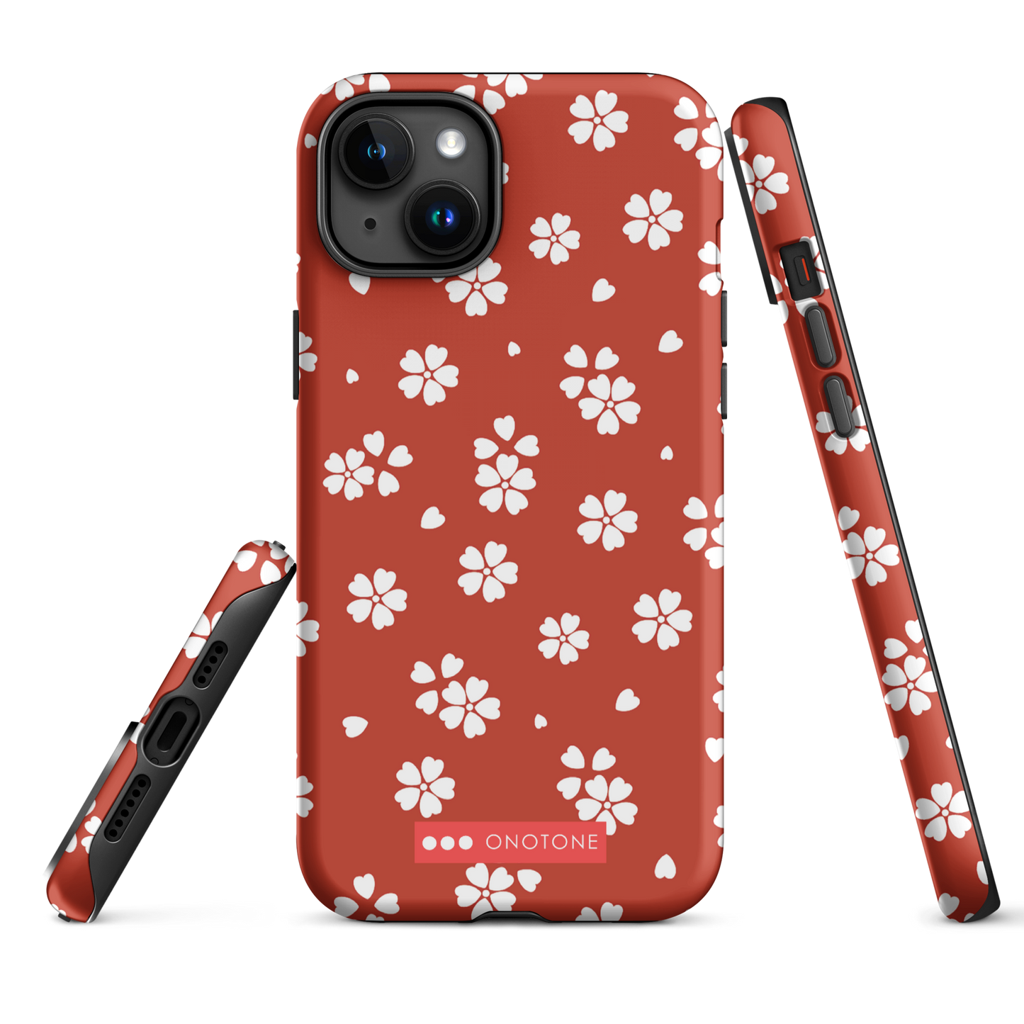 Japanese design indigo iPhone® Case with red floral patterns