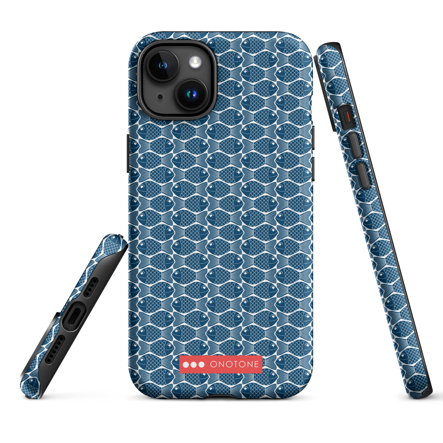 Japanese iPhone® Case with traditional Indigo fish patterns