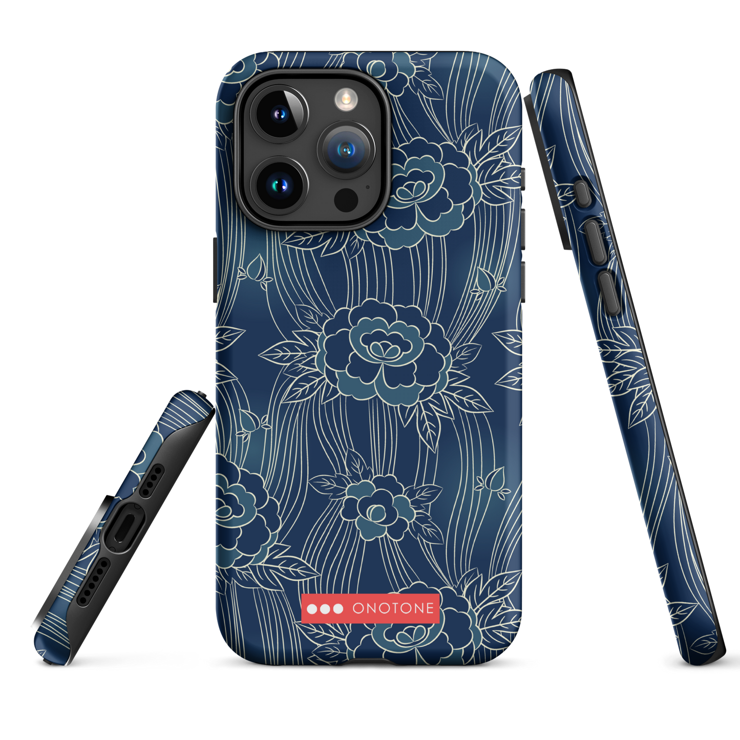 Japanese design indigo iPhone® Case with roses patterns