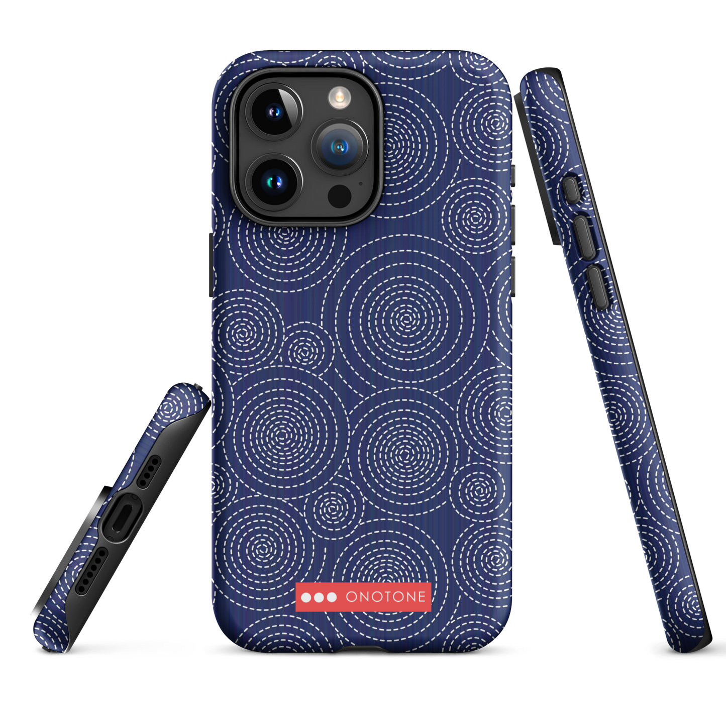 Japanese design indigo iPhone® Case with circular patterns